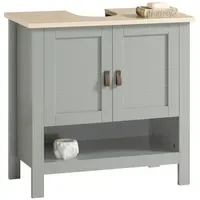 SoBuy Waschbeckenunterschrank mit 2 Türen Hellgrau 60x30x60cm Modern