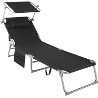 Tectake tectake® Sonnenliege, klappbar, 4-fach verstellbare Rückenlehne mit Kopfpolster,