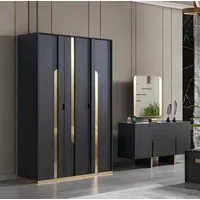 JV Möbel 2tlg Schlafzimmer Set Kleiderschrank + Kommode Moderne