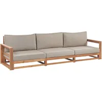 Beliani Gartensofa Heller Holzfarbton Grau Beige 75x269x72