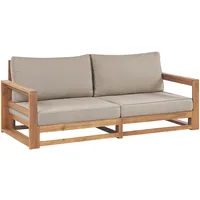 Beliani Gartensofa Heller Holzfarbton Grau Beige 75x184x72