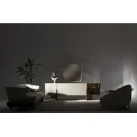 JV Möbel Weiß-braune Anrichte Designer Sideboard Luxuriöser Glas Spiegel,