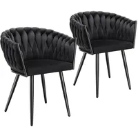 Tectake tectake® Set Esszimmerstuhl, gepolstert, mit Samtbezug, Knotendesign, schlanke