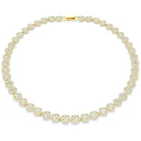 Swarovski Una Angelic Tennis Halskette, Rundschliff, Weiß, Goldlegierungsschicht