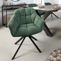 Riess-Ambiente Stuhl PAPILLON - dunkelgrün Strukturstoff mit Armlehne Ziersteppung