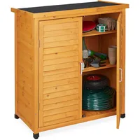 Relaxdays Gartenschrank, 3 Fächer, Flachdach mit Neigung, Doppeltür, HBT: