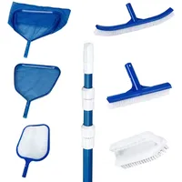 Poolpanda Poolreiniger Set XL Poolkescher feinmaschig Poolbürste Teleskopstange