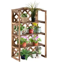 Outsunny Blumenständer,, natur Holz 38x120x75 cm Wohnzimmer, Wohnzimmertische, Blumenständer