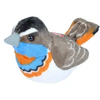 Wild Republic Plüschvogel Blaukehlchen mit authentischem Originalgesang, Kuscheltier, Plüschtier,