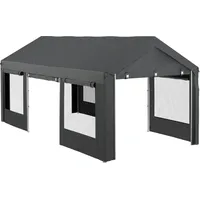 Outsunny Carport, Dunkelgrau, Metall, 297x310x600 cm, - Schutzhüllen, Geräteschuppen