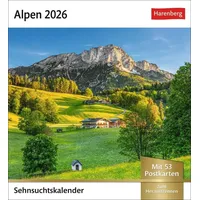 Harenberg Alpen Sehnsuchtskalender 2026 - Wochenkalender mit 53 Postkarten