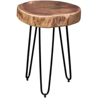 FineBuy Massivholz Akazie Beistelltisch 35 x 35 cm Wohnzimmertisch