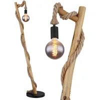 GLOBO Stehlampe Wohnzimmer Stehlampe schwarz Holz Holzleuchte Hanfseil, Metall