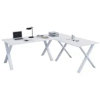 VCM Eckschreibtisch Lona 190x190x50 X-Füße Weiß/Weiß