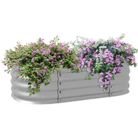Outsunny Pflanzenbeet,, Silber Metall, Pflanzkasten, DIY Blumenkasten mit offenem