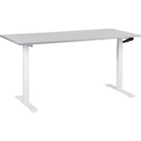 Beliani Schreibtisch Grau Weiß Melamin 160x72cm Manuell Höhenverstellbar Rechteckig