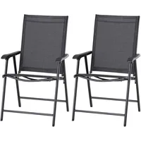 Outsunny Klappstuhl mit Armlehne 2er Set Campingstuhl Angelstuhl Metall
