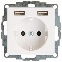 Kopp 296229080 ATHENIS - Unterputz-Schutzkontakt Steckdose, 2 USB-Ladebuchsen, Farbe: