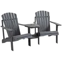 Outsunny - Adirondack Gartenstuhl mit Tisch und Schirmloch 2