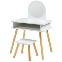 [en.casa] - Kinderschminktisch mit Hocker Ovanåker Weiß/Natur