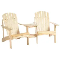 Outsunny Adirondack Gartenstuhl mit Tisch und Schirmloch 2 Sitzer