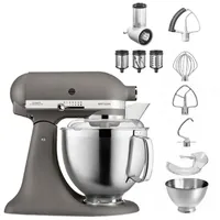 KitchenAid 4,8 L 5KSM185 Artisan Küchenmaschine Beginnerset Artisan Gemüseschneider+Flexirührer