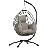 Outsunny Hängesessel oval Grau 1-Sitzer mit Gestell