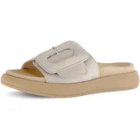 Gabor Pantolette, Plateau, Sommerschuh, Schlappen mit großer Zierschnalle, beige