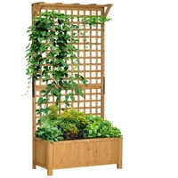 Outsunny Hochbeet Pflanzkasten mit Rankgitter, Spalier Pflanzkübel Blumenkasten Holz,