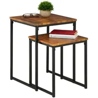 Relaxdays Beistelltisch 2er Set braun/schwarz