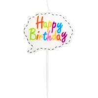 IDENA 50098 Partykerze Sprechblase Happy Birthday, Geburtstagskerze aus Paraffinwachs,