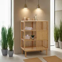 Mendler Bambus Standregal HWC-N81, Badezimmerschrank Badschrank Badregal Kommode, 3