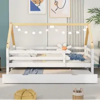 SOFTWEARY Hausbett mit Gästebett, 90x200 cm, Kinderbett mit Rausfallschutz