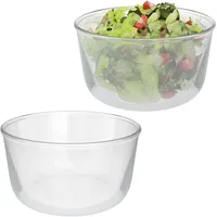 Relaxdays Salatschüssel Glas, 2er Set, 1,6 Liter, Rührschüssel, Servierschüssel