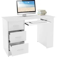 ML-Design Schreibtisch Weiß, Computertisch Bürotisch mit Schubladen, 3 Regale