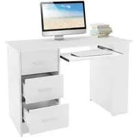 ML-Design Schreibtisch Weiß, Stauraum, 3 Ablageflächen Arbeitstisch Bürotisch Computertisch