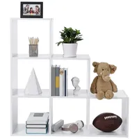 VASAGLE Treppenregal, Bücherregal, Stufenregal, Standregal, mit 6 Würfeln, Leiterregal,
