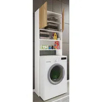 VCM Jutas Waschmaschinenschrank 64 x 190 cm Weiß/Honig-Eiche Holz