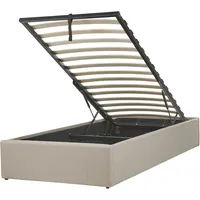 Beliani Beliani, Polsterbett Hellbraun Stoffbezug mit Lattenrost 90 x