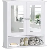 Costway Spiegelschrank Badezimmer, Badschrank mit Spiegel, Badezimmerschrank mit Ablage,