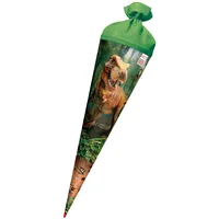ROTH Motiv-Schultüte, T-Rex Welt, 70 cm, rund, Rot(h)-Spitze, Filzverschluss