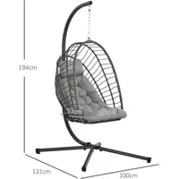 Outsunny Hängesessel Stahl, PE Rattan