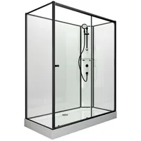 Schulte Komplettdusche Ibiza, 5 mm Sicherheitsglas, Profile Mattschwarz, Rückwände
