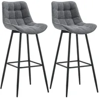 CLP 2er Set Barhocker Dartford dunkelgrau/Stoff