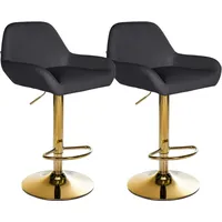 CLP 2er Set Barhocker Braga Kunstleder-Bezug mit Gold-Gestell I
