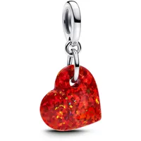 Pandora Moments Schillerndes Rotes Herz Charm-Anhänger aus Sterling Silber