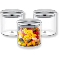 Wilmax england Wilmax Glasbehälter mit Metalldeckel – 3er Set,
