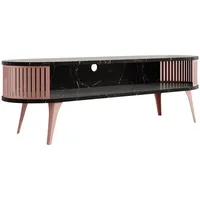 Mirjan24 Tv-Lowboard, Messing, Schwarz, Holzwerkstoff, Oval, 140x44x40 cm, Wohnzimmer,