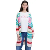 Cartoon Strick-Cardigan mit Blockstreifen in Cream/Pink | Gr.: 46