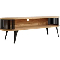 Mirjan24 Tv-Lowboard, Schwarz, Eiche, Holzwerkstoff, Oval, 140x44x40 cm, Wohnzimmer,